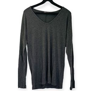 Vince Gray Drop Shoulder V-Neck Top Size Medium